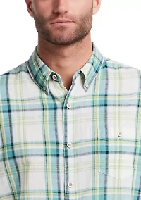 Men's Short Sleeve Faux Linen Cotton Shirt