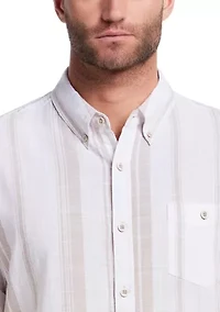 Men's Short Sleeve Faux Linen Cotton Shirt