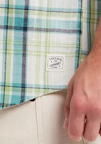 Men's Short Sleeve Faux Linen Cotton Shirt