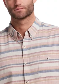 Men's Short Sleeve Faux Linen Cotton Shirt