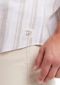 Men's Short Sleeve Faux Linen Cotton Shirt