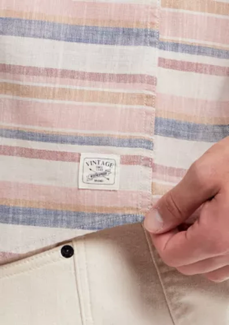 Men's Short Sleeve Faux Linen Cotton Shirt