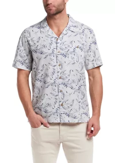 Men's Short Sleeve Linen Cotton Camp Shirt