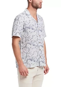 Men's Short Sleeve Linen Cotton Camp Shirt