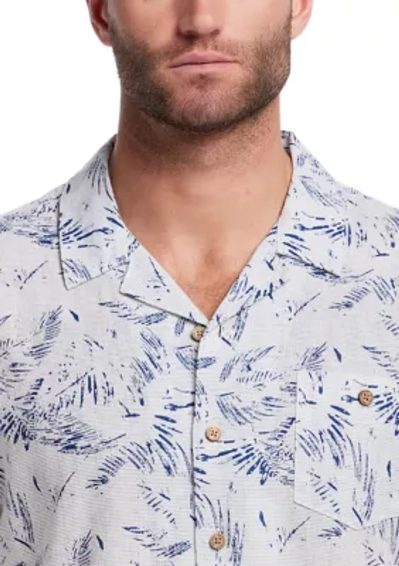 Men's Short Sleeve Linen Cotton Camp Shirt