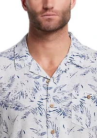 Men's Short Sleeve Linen Cotton Camp Shirt