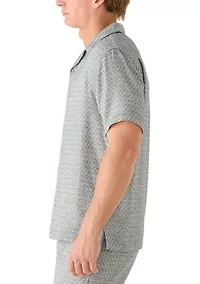 Men's Diamond Printed Collared Shirt