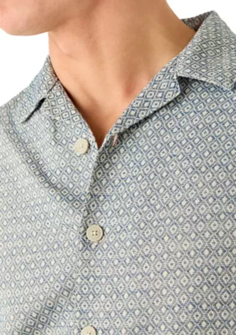 Men's Diamond Printed Collared Shirt