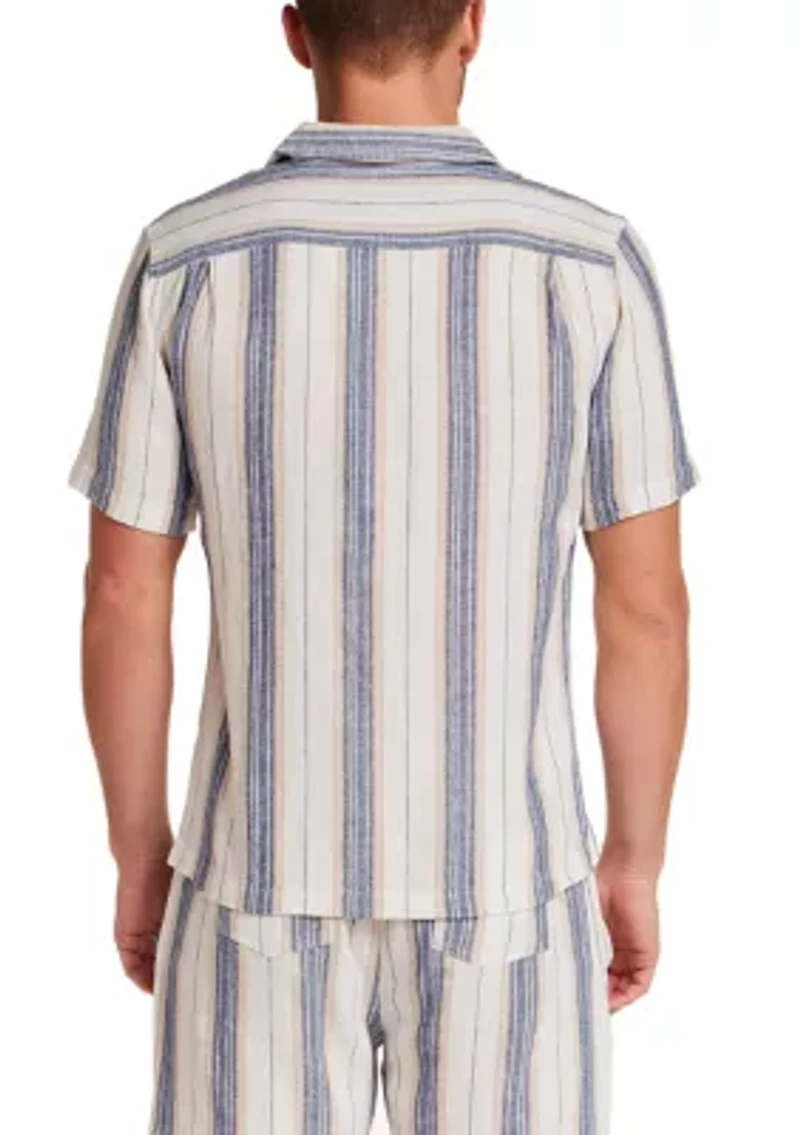 Men's Camp Collar Striped Shirt