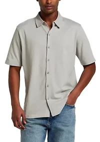Men's Short Sleeve Neat Coatfront Knit Shirt