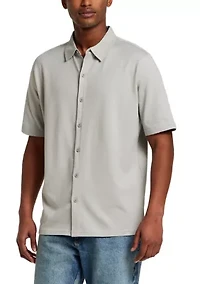 Men's Short Sleeve Neat Coatfront Knit Shirt