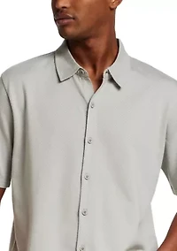 Men's Short Sleeve Neat Coatfront Knit Shirt
