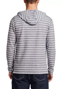 Men's Long Sleeve Striped 1/4 Button Hoodie