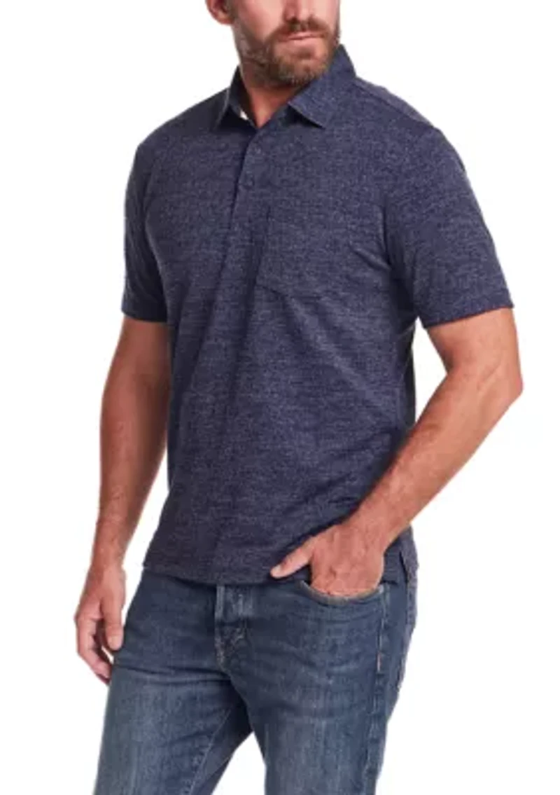 Men's Short Sleeve Diamond Texture Polo Shirt
