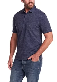 Men's Short Sleeve Diamond Texture Polo Shirt