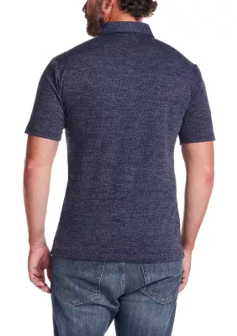 Men's Short Sleeve Diamond Texture Polo Shirt