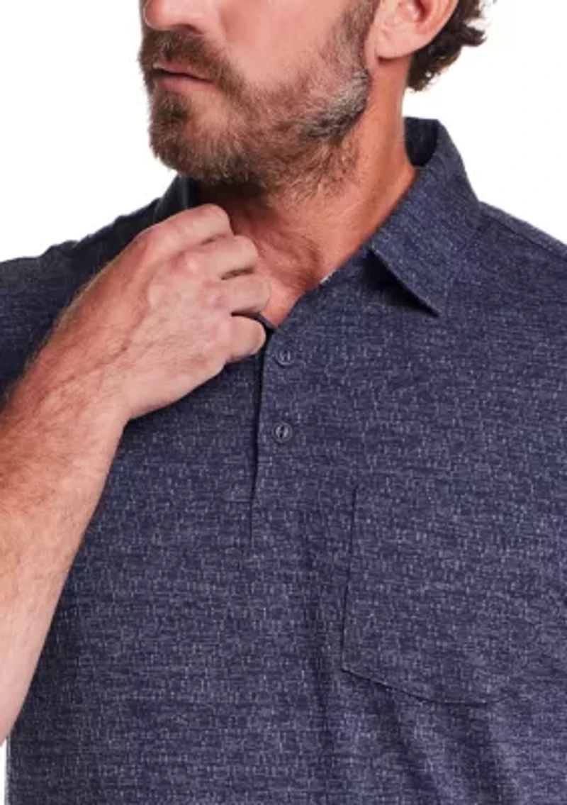 Men's Short Sleeve Diamond Texture Polo Shirt