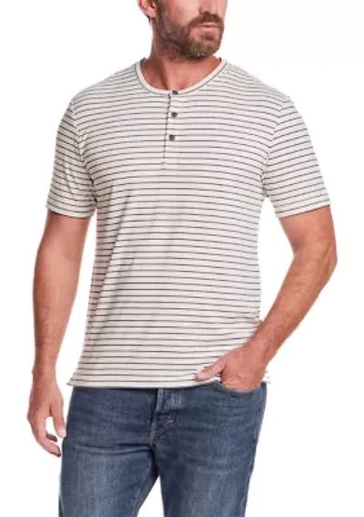 Men's Short Sleeve Striped Henley Shirt