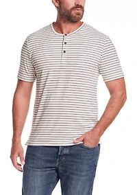 Men's Short Sleeve Striped Henley Shirt