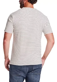 Men's Short Sleeve Striped Henley Shirt