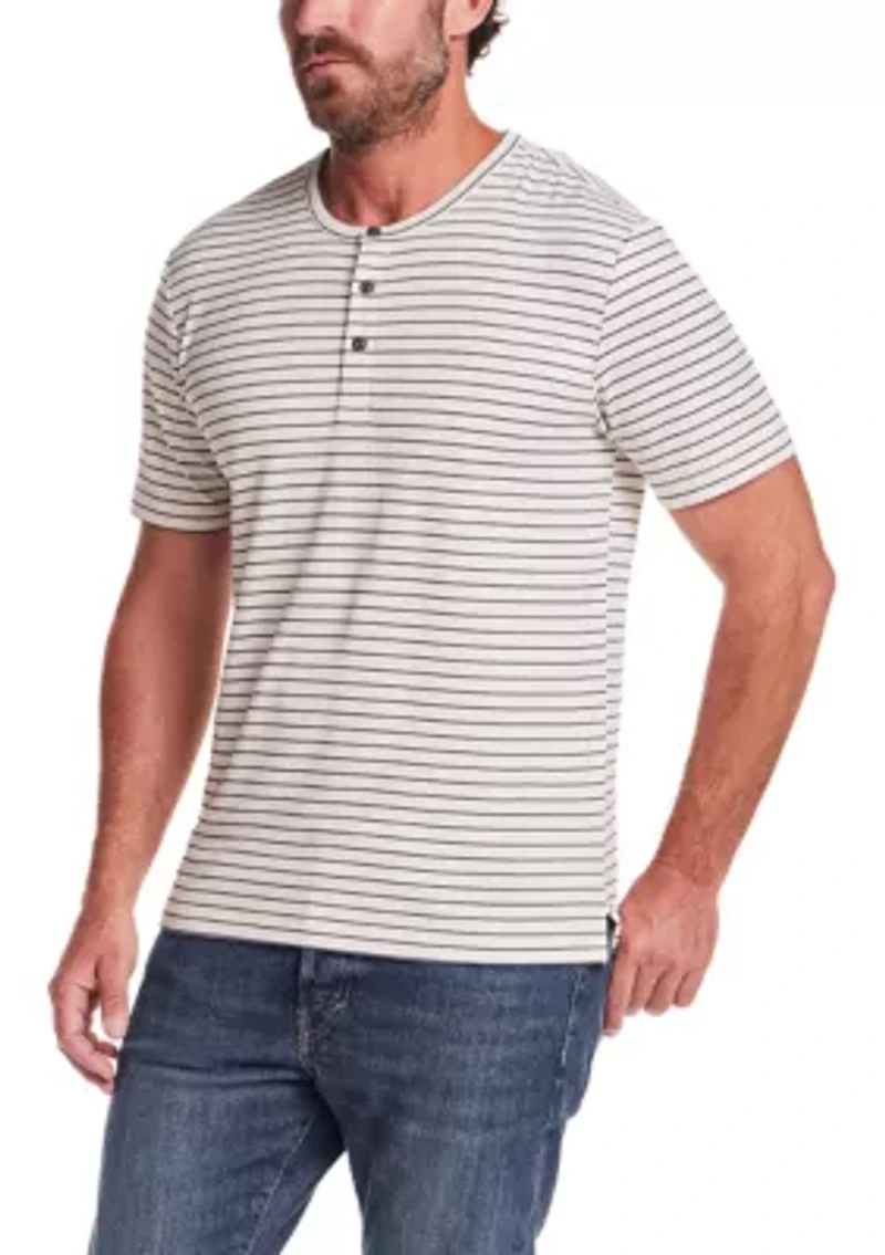 Men's Short Sleeve Striped Henley Shirt