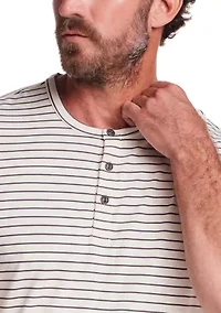 Men's Short Sleeve Striped Henley Shirt