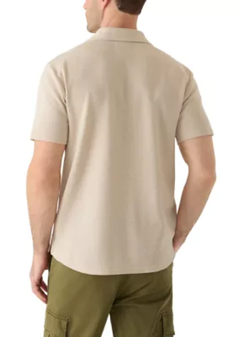 Men's Micro Stripe Knit Coat Front Shirt