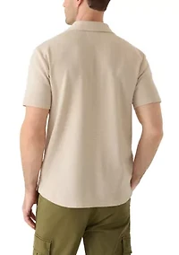 Men's Micro Stripe Knit Coat Front Shirt