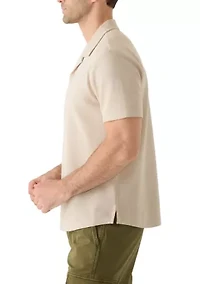 Men's Micro Stripe Knit Coat Front Shirt