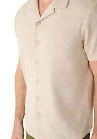 Men's Micro Stripe Knit Coat Front Shirt