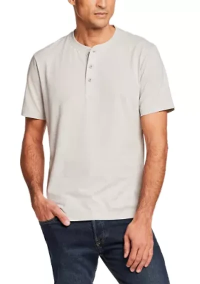 Men's Short Sleeve Sueded Microstripe Henley Shirt