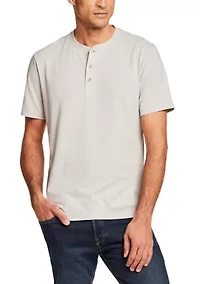 Men's Short Sleeve Sueded Microstripe Henley Shirt