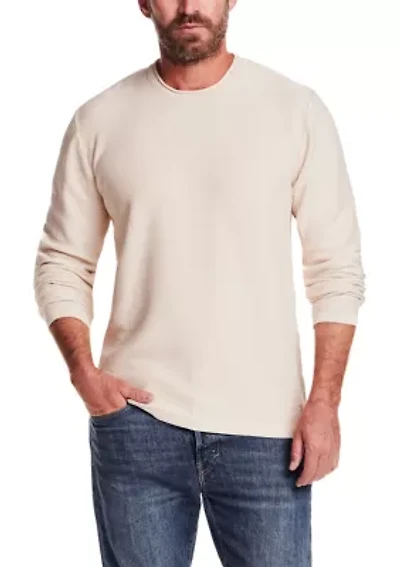 Men's Long Sleeve Roll Neck Twill Stonewash Sweater