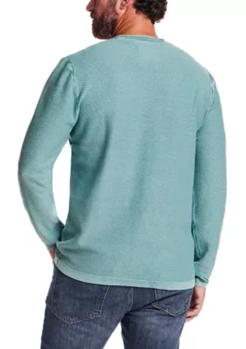 Men's Long Sleeve Roll Neck Twill Stonewash Sweater