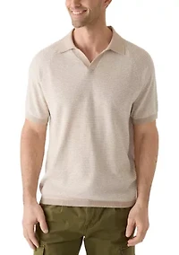 Men's Striped Johnny Collar Knit Shirt