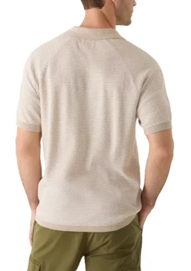 Men's Striped Johnny Collar Knit Shirt