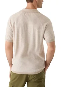Men's Striped Johnny Collar Knit Shirt