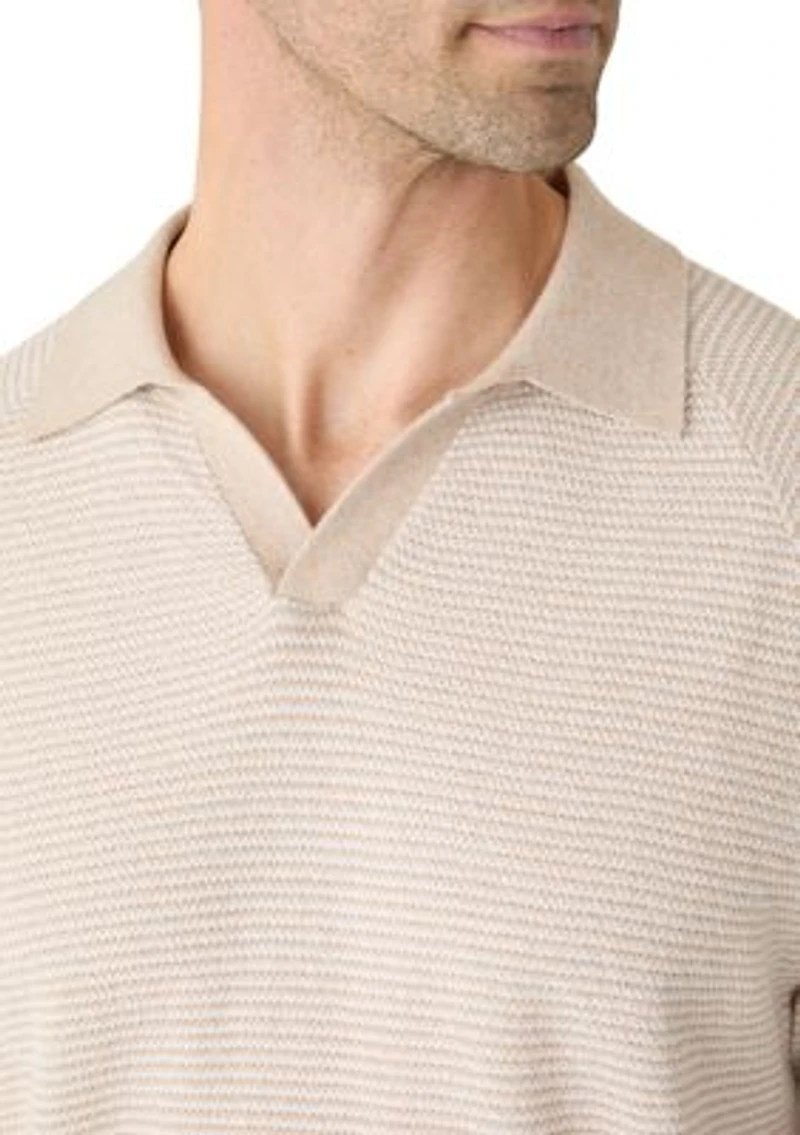 Men's Striped Johnny Collar Knit Shirt