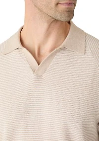 Men's Striped Johnny Collar Knit Shirt