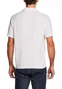 Men's Short Sleeve Textured Johnny Collar Sweater