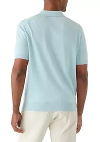 Men's Pointelle Polo Short Sleeve Sweater