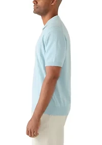 Men's Pointelle Polo Short Sleeve Sweater