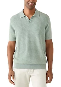 Men's Stonewash Johnny Collar Knit Shirt
