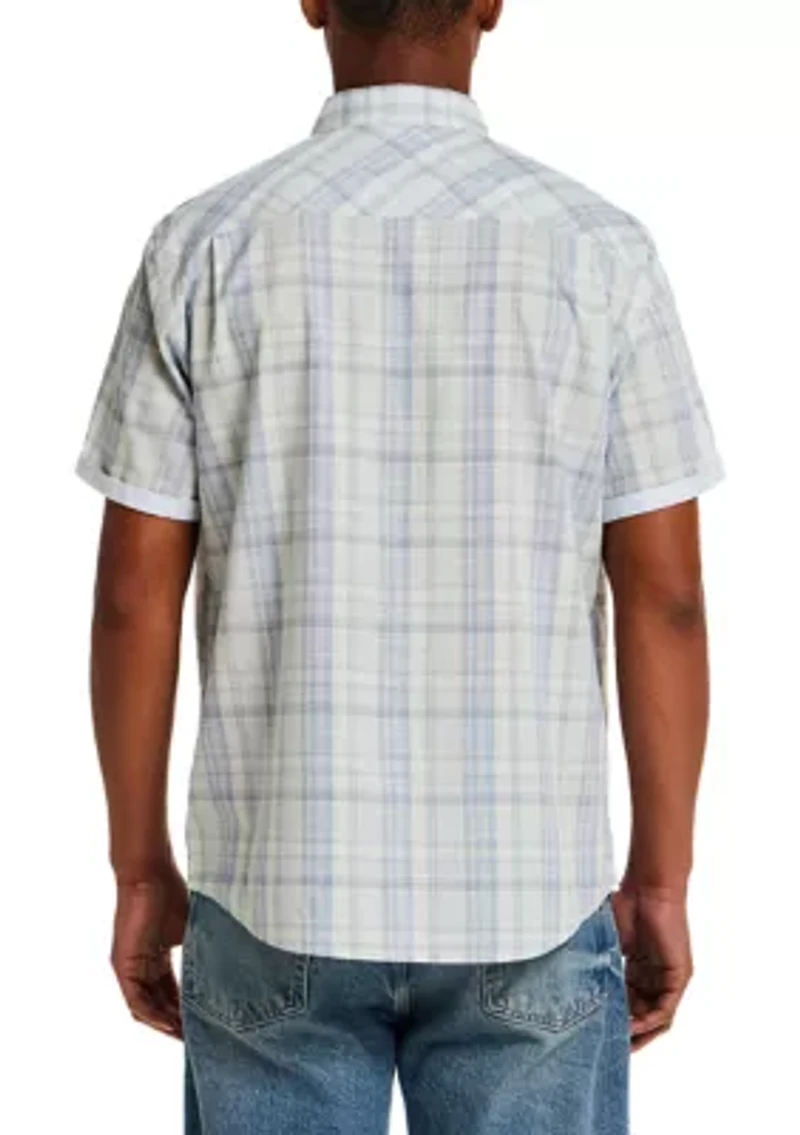 Men's Short Sleeve Cotton End On Plaid Shirt