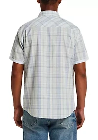 Men's Short Sleeve Cotton End On Plaid Shirt