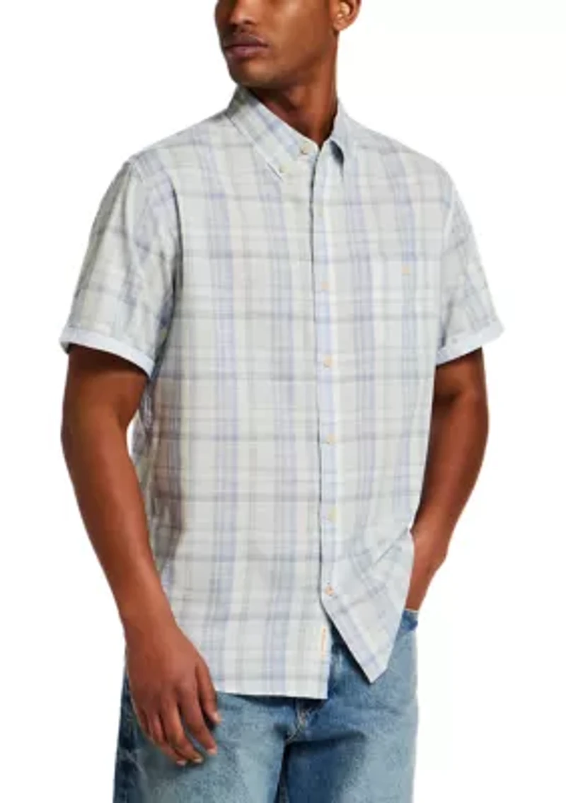 Men's Short Sleeve Cotton End On Plaid Shirt