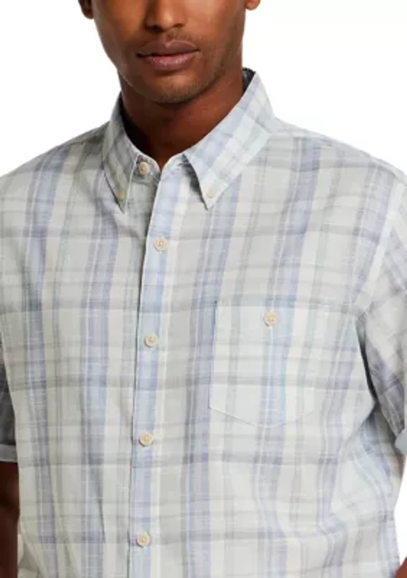 Men's Short Sleeve Cotton End On Plaid Shirt