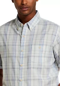Men's Short Sleeve Cotton End On Plaid Shirt
