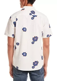 Men's Short Sleeve Seersucker Printed Shirt