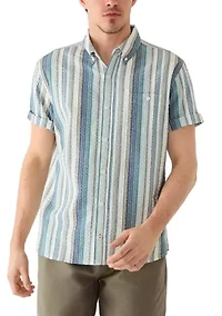 Men's Vertical Striped Seersucker Shirt